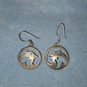 Vintage Sterling Dolphin Earrings